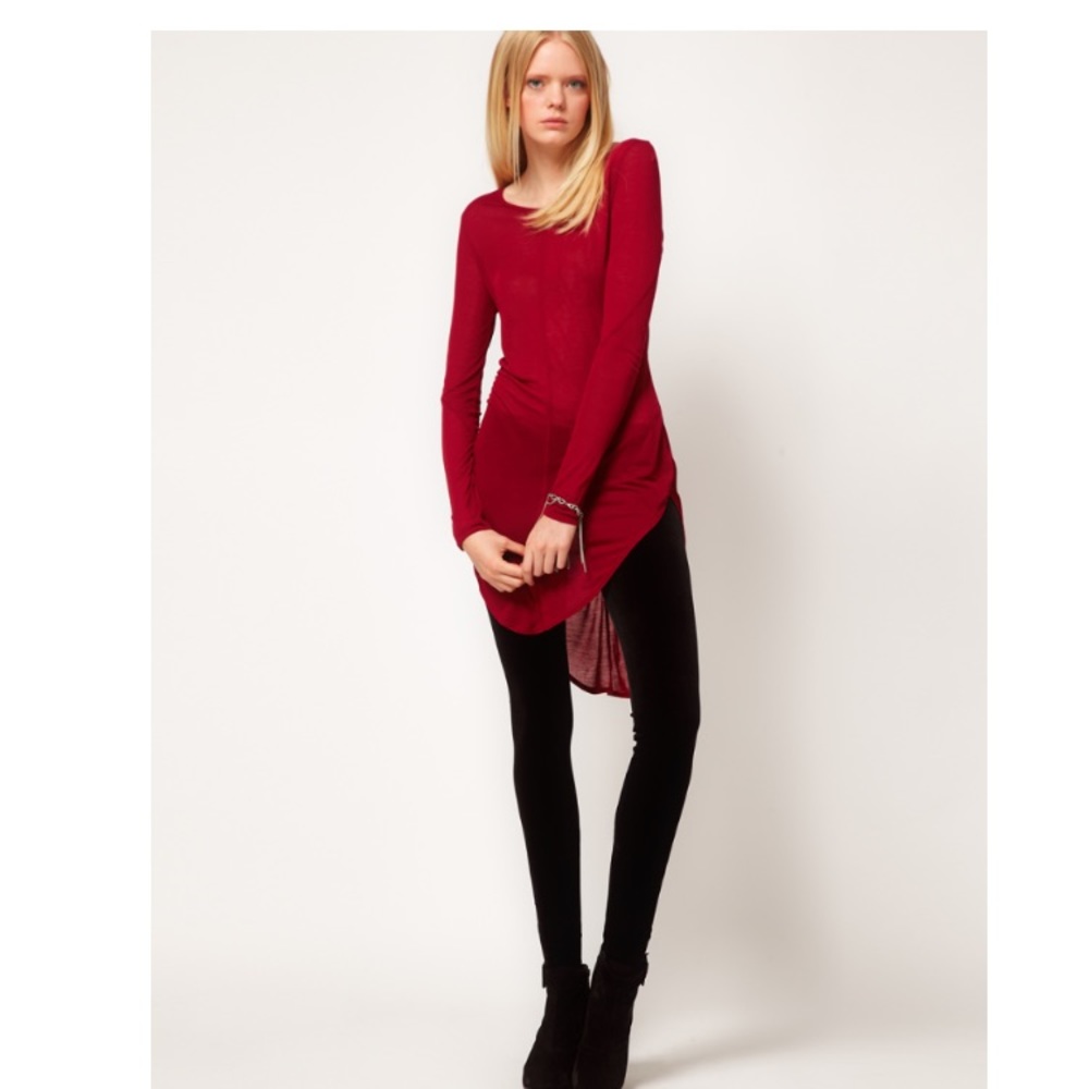 LnA Hi-low Asymmetrical Tunic, Dark Red, XS, EUC